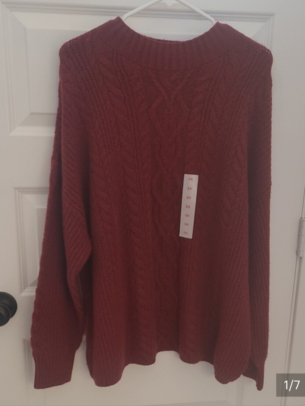NWT Plus Size 3x Old Navy Cable-Knit Crewneck Sweater - Burgundy